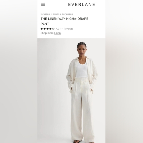 Everlane 100% Linen Pants. Green. Size 6. Waist 29. Perfect Condition. - Picture 4 of 17